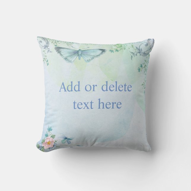 Blue Butterfly Throw Pillow (Front)