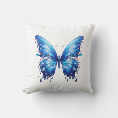 blue butterfly throw pillow