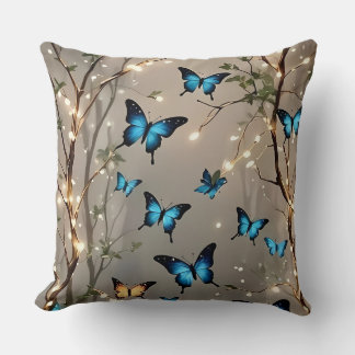 Blue Butterfly 🦋 Throw Pillow