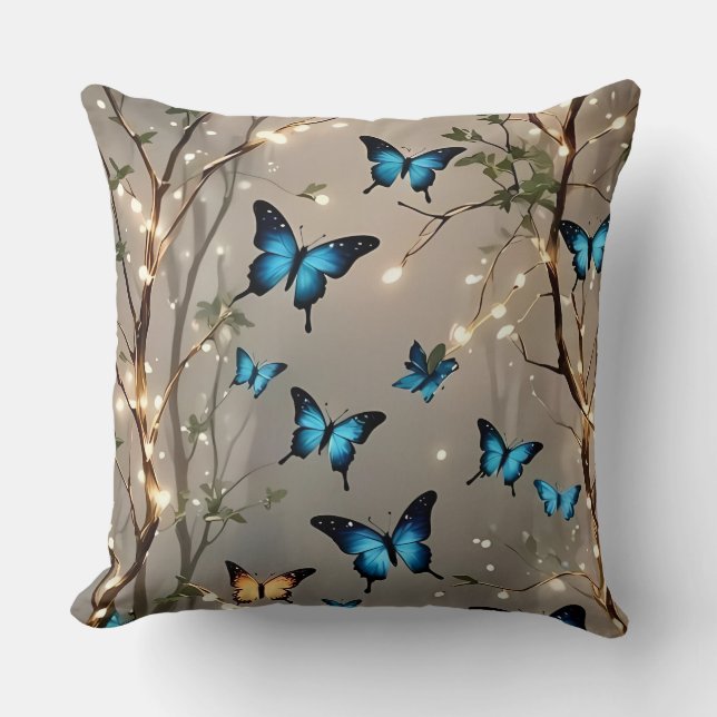 Blue Butterfly 🦋  Throw Pillow (Front)