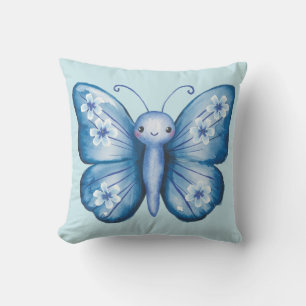 Blue Butterfly Throw Pillow