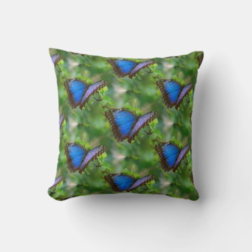 Blue Butterfly Throw Pillow