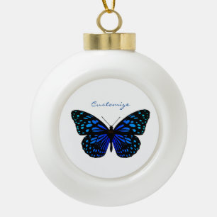 Blue butterfly Thunder_Cove Ceramic Ball Christmas Ornament