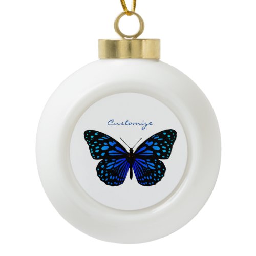 Blue butterfly Thunder_Cove  Ceramic Ball Christmas Ornament