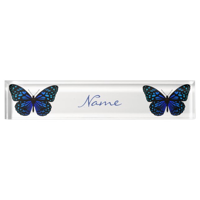 Blue butterfly Thunder_Cove Desk Name Plate (Front)