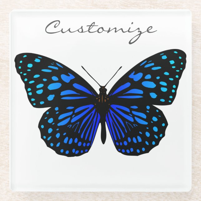 Blue Butterfly Thunder_Cove Glass Coaster (Front)