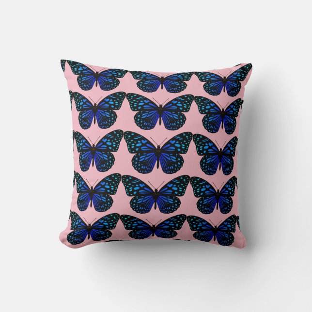 blue butterfly Thunder_Cove Throw Pillow (Front)