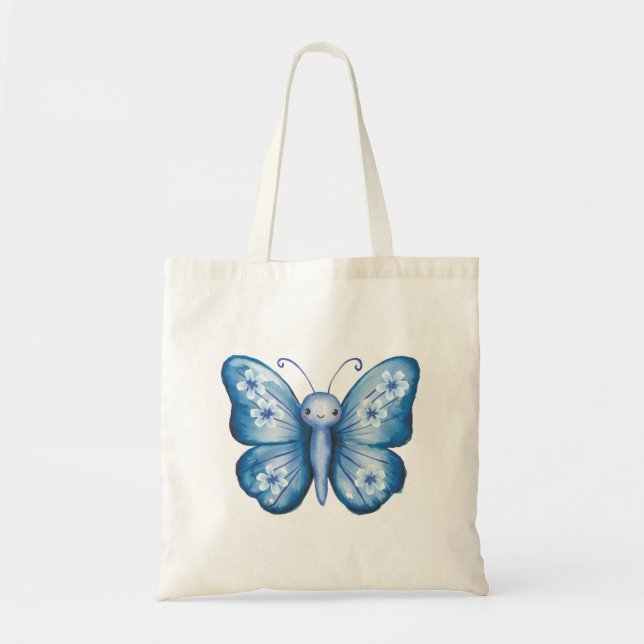 Blue Butterfly Tote Bag (Front)