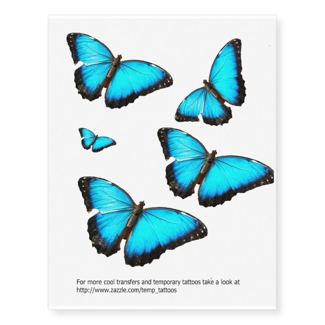 Blue butterfly transfers and temporary tattoos (Front)