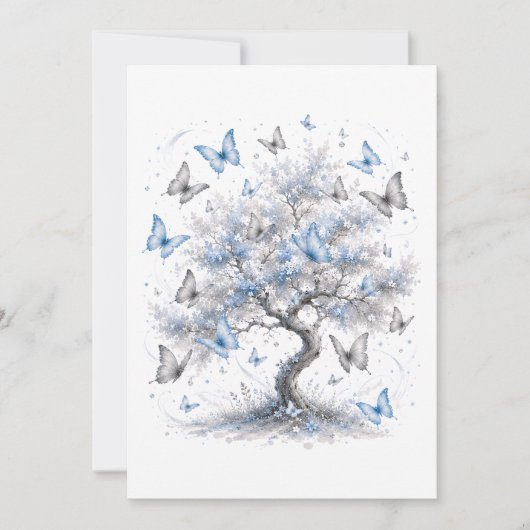 Blue Butterfly Tree Stationery Envelope (Front)