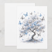 Blue Butterfly Tree Stationery Envelope (Front/Back)