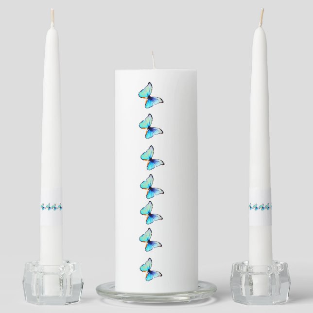 Blue Butterfly Unity Candle Set (Front)