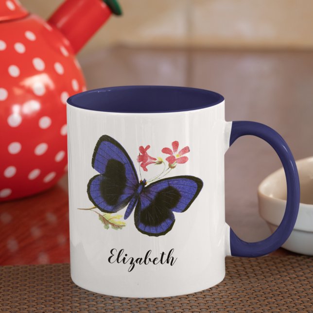 Blue Butterfly Vintage Insect  Mug (This vintage Victorian blue butterfly, lovingly remastered, suggests the beautiful Blue Morpho.
)