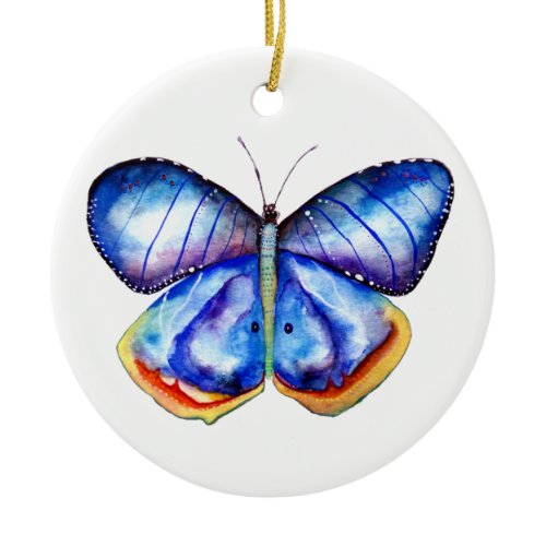 Blue Butterfly watercolor art  Ornament