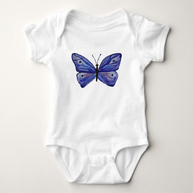 Blue Butterfly Watercolor  Baby Jersey Bodysuit (Front)