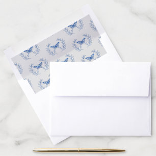 Blue Butterfly Wedding Envelope Liner