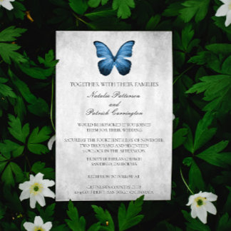 Blue Butterfly Wedding Invitation
