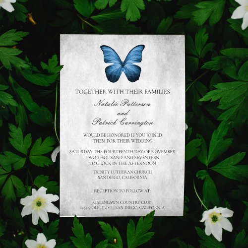 Blue Butterfly Wedding Invitation