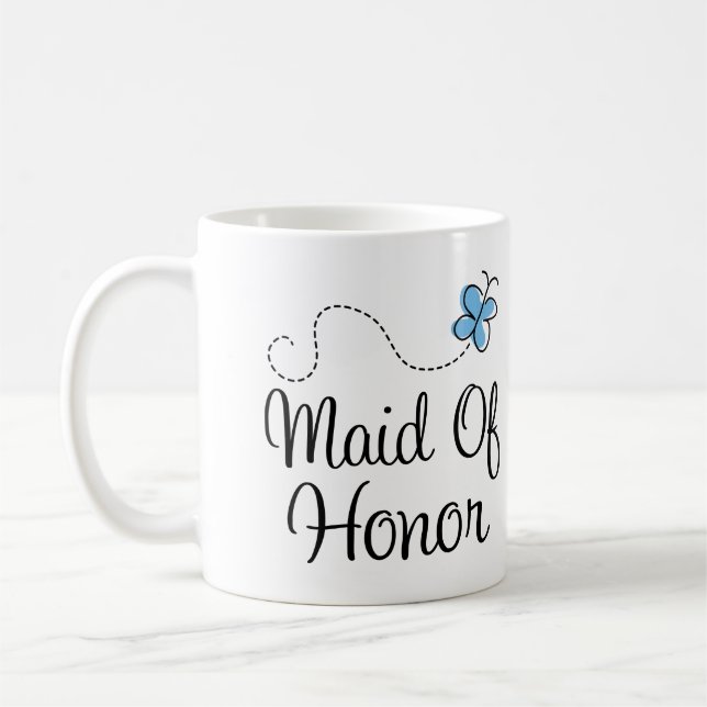 Blue Butterfly Wedding Maid Of Honor Mug (Left)