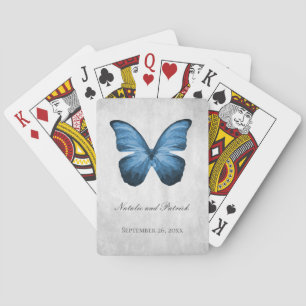 Blue Butterfly Wedding Playing Cards