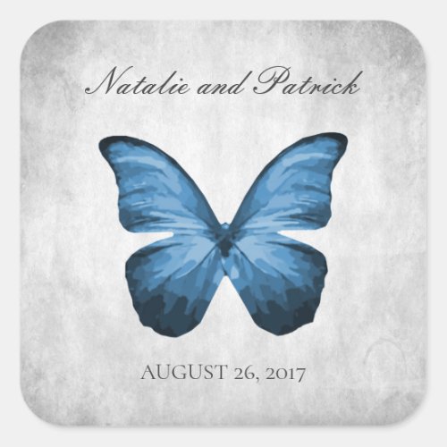 Blue Butterfly Wedding Stickers