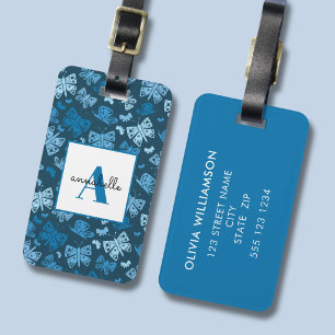 Blue Butterfly whimsical Luggage Tag