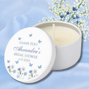 Blue Butterfly Wildflower Bridal Shower Thank You Mini Candle Favors