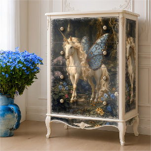 Blue Butterfly Winged Unicorn Decoupage  Tissue Paper