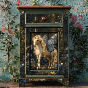 Blue Butterfly Winged Unicorn Decoupage Tissue Paper