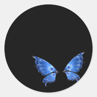 Blue Butterfly Wings Classic Round Sticker