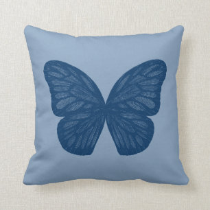 Blue Butterfly Wings Illustration Throw Pillow
