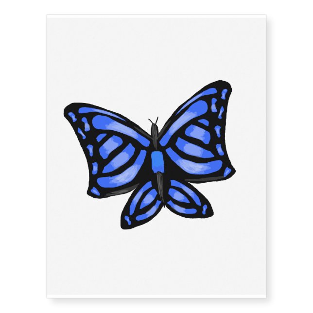 Blue butterfly (wings open) temporary tattoo (Front)