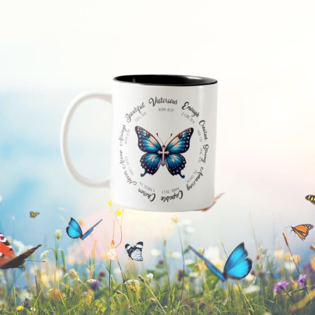 Blue Butterfly With Bible Verses Mug (Creator Uploaded)