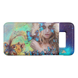 BLUE BUTTERFLY WITH GREEN GOLD SPARKLES MONOGRAM Case-Mate SAMSUNG GALAXY S8 CASE