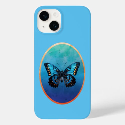 blue butterfly with marbled background  Case_Mate iPhone 14 case