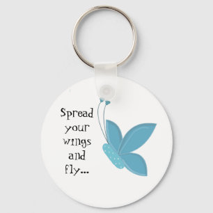 Blue Butterfly with Saying Keychain