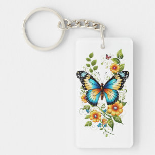 Blue Butterfly & Yellow Blooms-45871 Hoodie Keychain