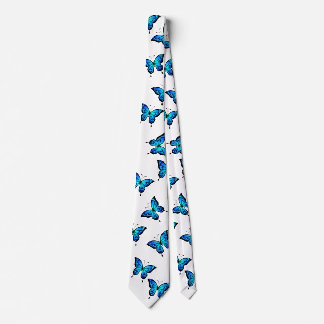 Blue Butterflys by storeman. Neck Tie (Front)