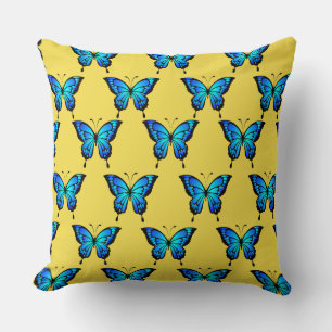 Blue Butterflys by storeman. Throw Pillow