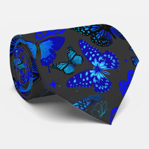Blue Butteries Pattern 2506. D Grey BG Neck Tie