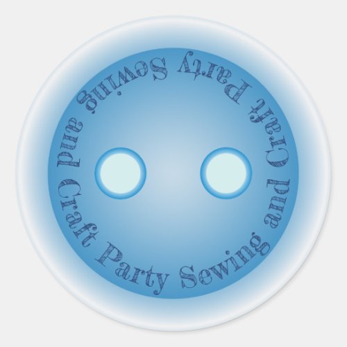 Blue Button Sewing and Craft Party Classic Round Sticker