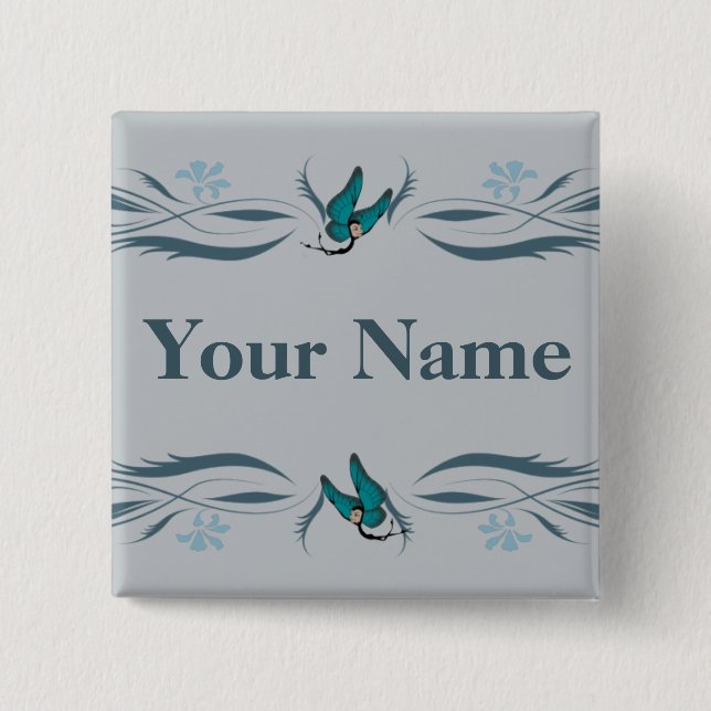 Blue Button with Butterfairies (Front)