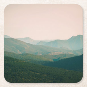 Blue by the Mountains Square Paper Coaster