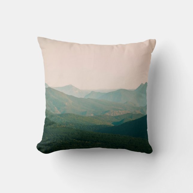 Blue by the Mountains Throw Pillow (Front)