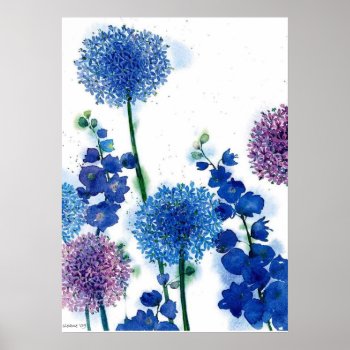 Blue By U  Watercolor Poster by sloanes_designs at Zazzle