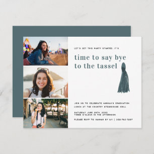 Blue Bye to the Tassel Graduation Photo Party Invitation