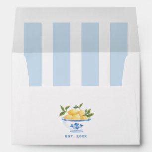 Blue Cabana Stripe Lemons Coastal Bachelorette Envelope
