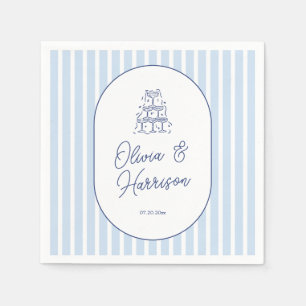 Blue Cabana Stripe Minimalist Wedding Napkins