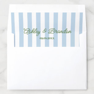 Blue Cabana Stripe Personalized Wedding Envelope Liner