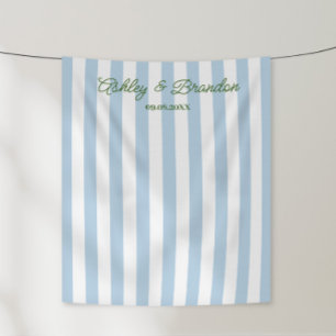 Blue Cabana Stripe Personalized Wedding Tapestry